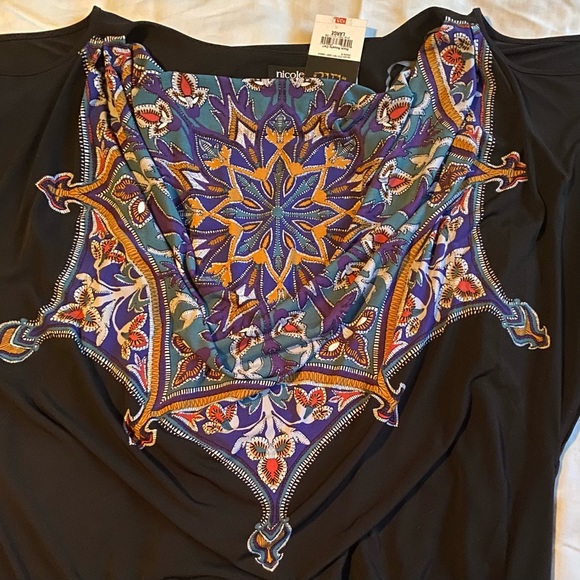 Nicole Miller Black Open Shoulder Stretch Dress - Picture 7 of 14